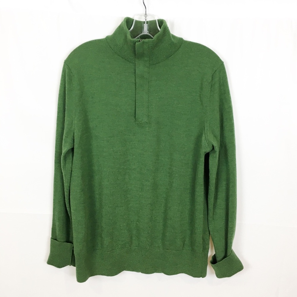 BANANA REPUBLIC Green Wool Zip Mock Neck Sweater-L